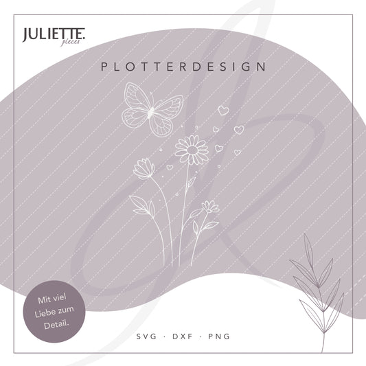 Wildblumen + Schmetterling | Plotterdatei