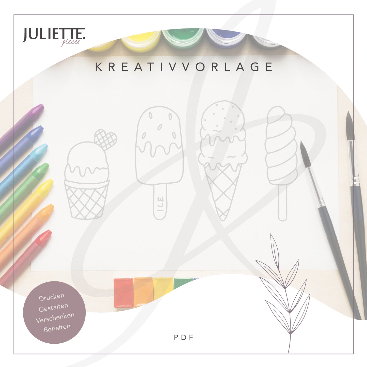 Kreativvorlage - Eis zum Gestalten 🍦